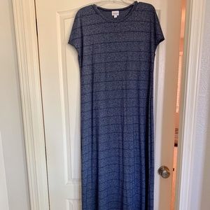 LuLaRoe EUC Size Large Blue Striped Marie Dress